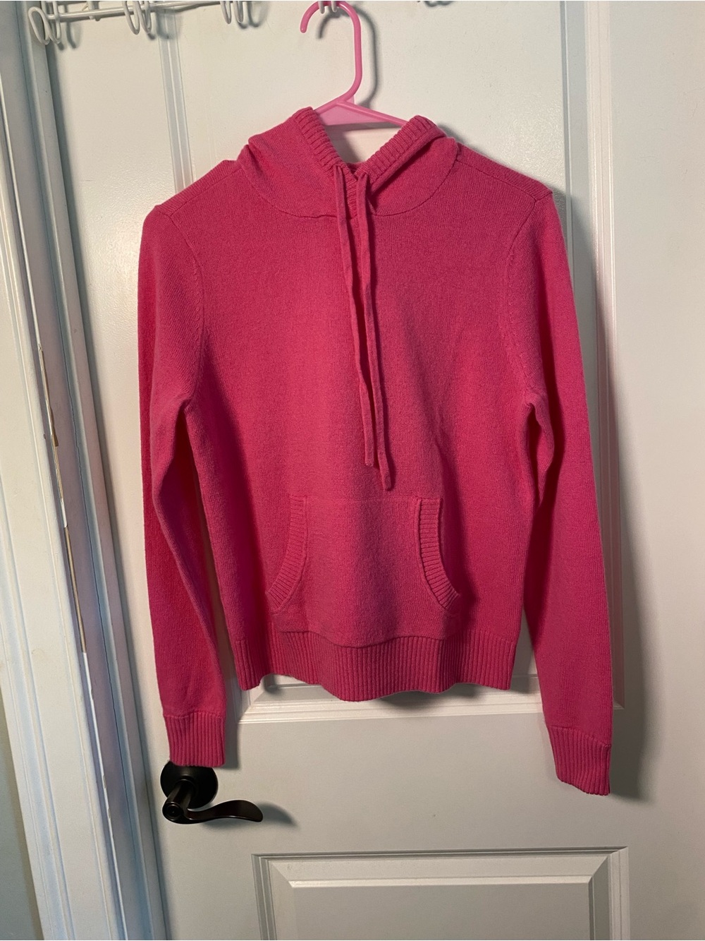 1901 Hot Pink Merino Wool and Cashmere Hooded Pullover Sweater
